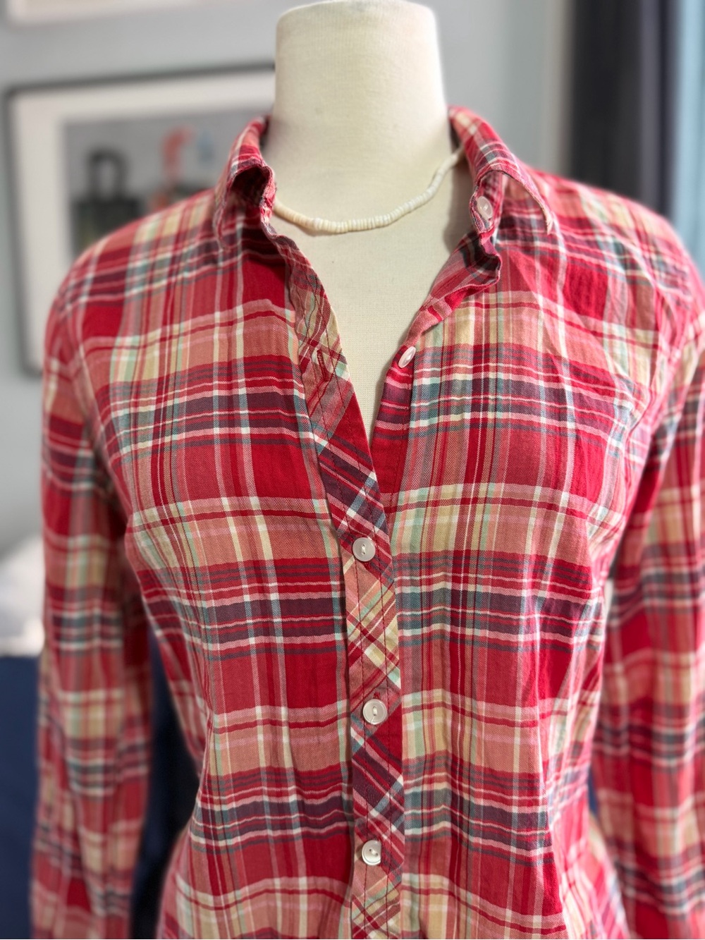 Y2K Lucky Brand Red Plaid Button-Down Shirt